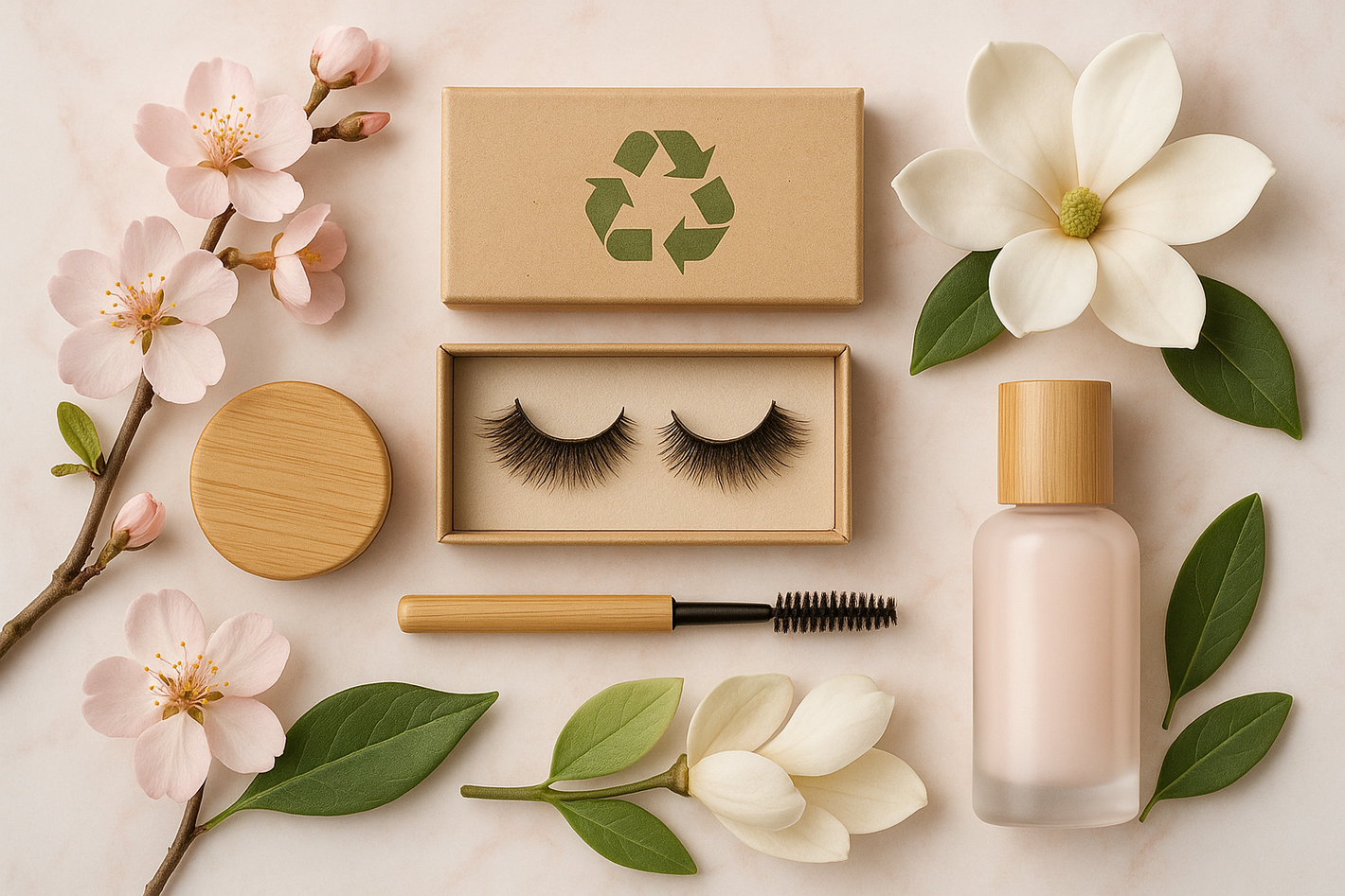 Sustainable Beauty, One Lash at a Time ( make it more elegant and eco friendly while kkeping the pink/white theme